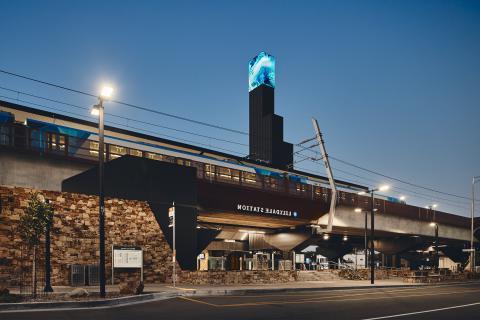 Lilydale Station: LED Tower. Artwork: ‘Winds of Lilydale’, by Refik Anadol.